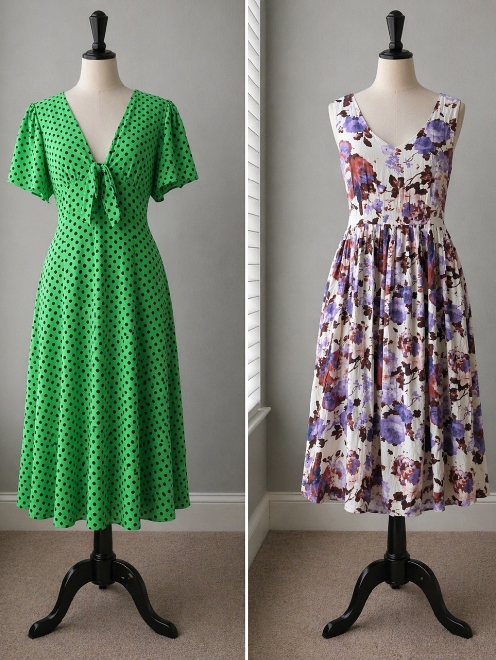 Zara & Mystree Dress Bundle Polka Dot Floral Midi Dresses Size M